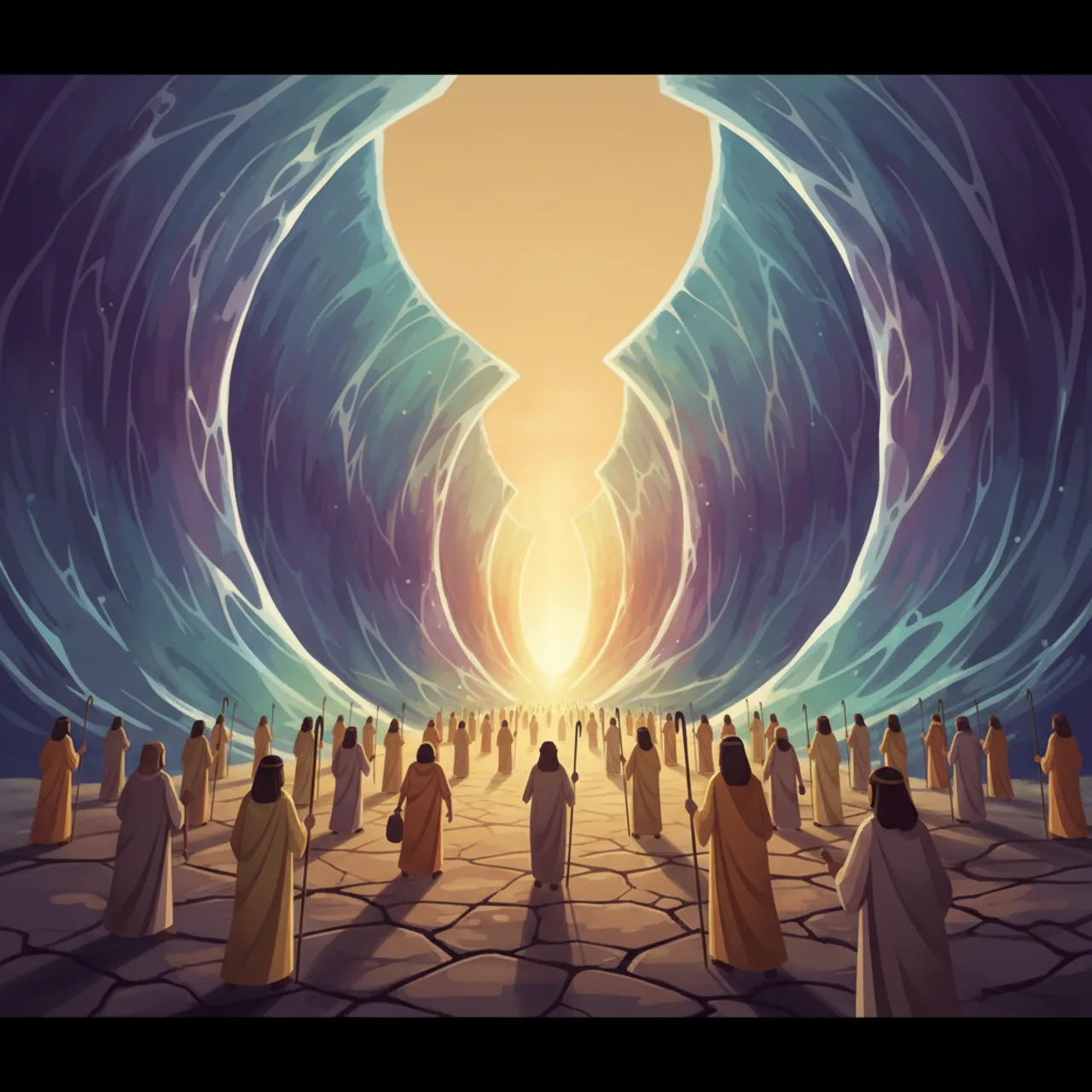 בְּנֵי יִשְׂרָאֵל בָּאוּ בְּתוֹךְ הַיָּם בַּיַּבָּשָׁה, וְהַמַּיִם לָהֶם חוֹמָה מִימִינָם וּמִשְּׂמֹאלָם.